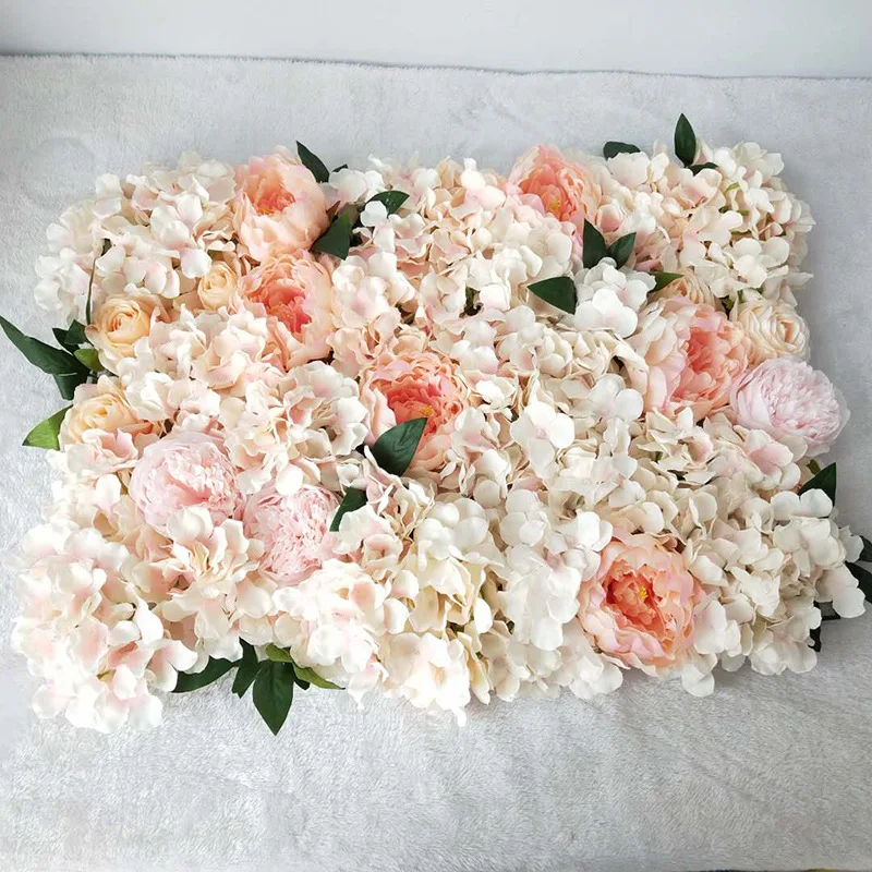 

40x60cm Flower Wall Panel Artificial Wall Flower Background 3D Silk Hydrangea Rose Panel for Home Party Wedding Background Decor