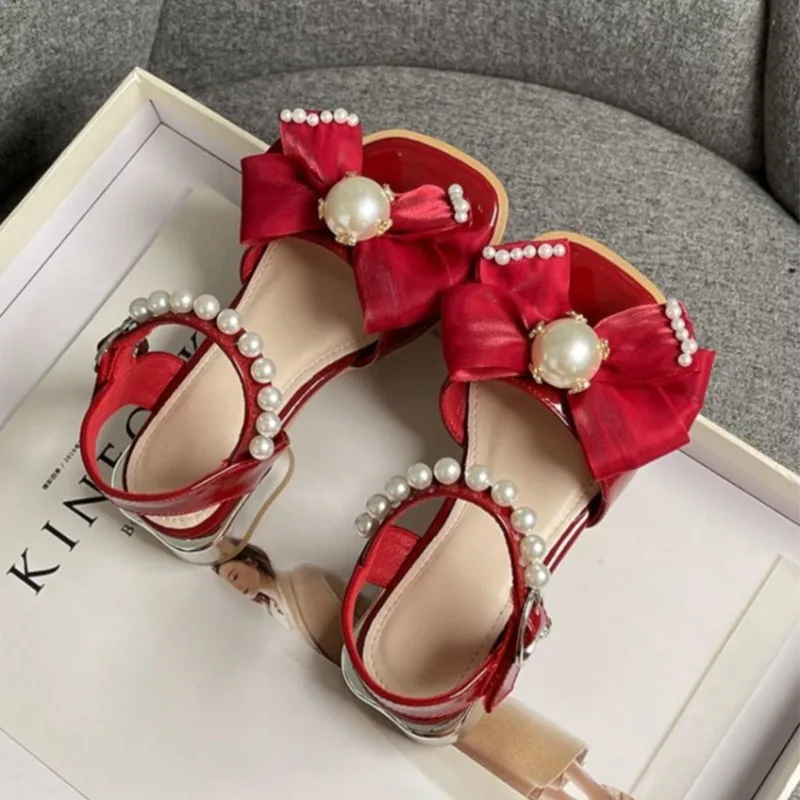 2026 Summer New Girls Princess Sandals Soft Sole Low Heel with Bow
