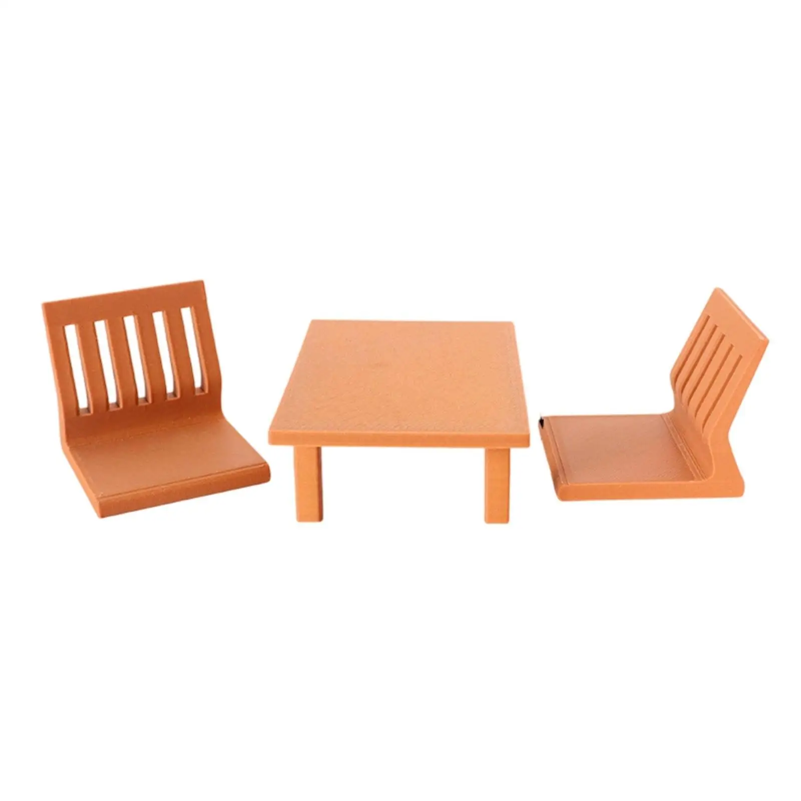 1 12 Scale Dollhouse Miniature Japanese Room S Furniture Low Table and Two Floor Chairs for Tea House Diorama Displays