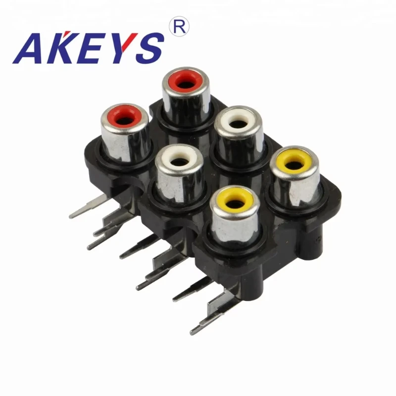 3pcs AV6-8.4-07 250V multiple plug socket 6holes normal av socket with screened RCA