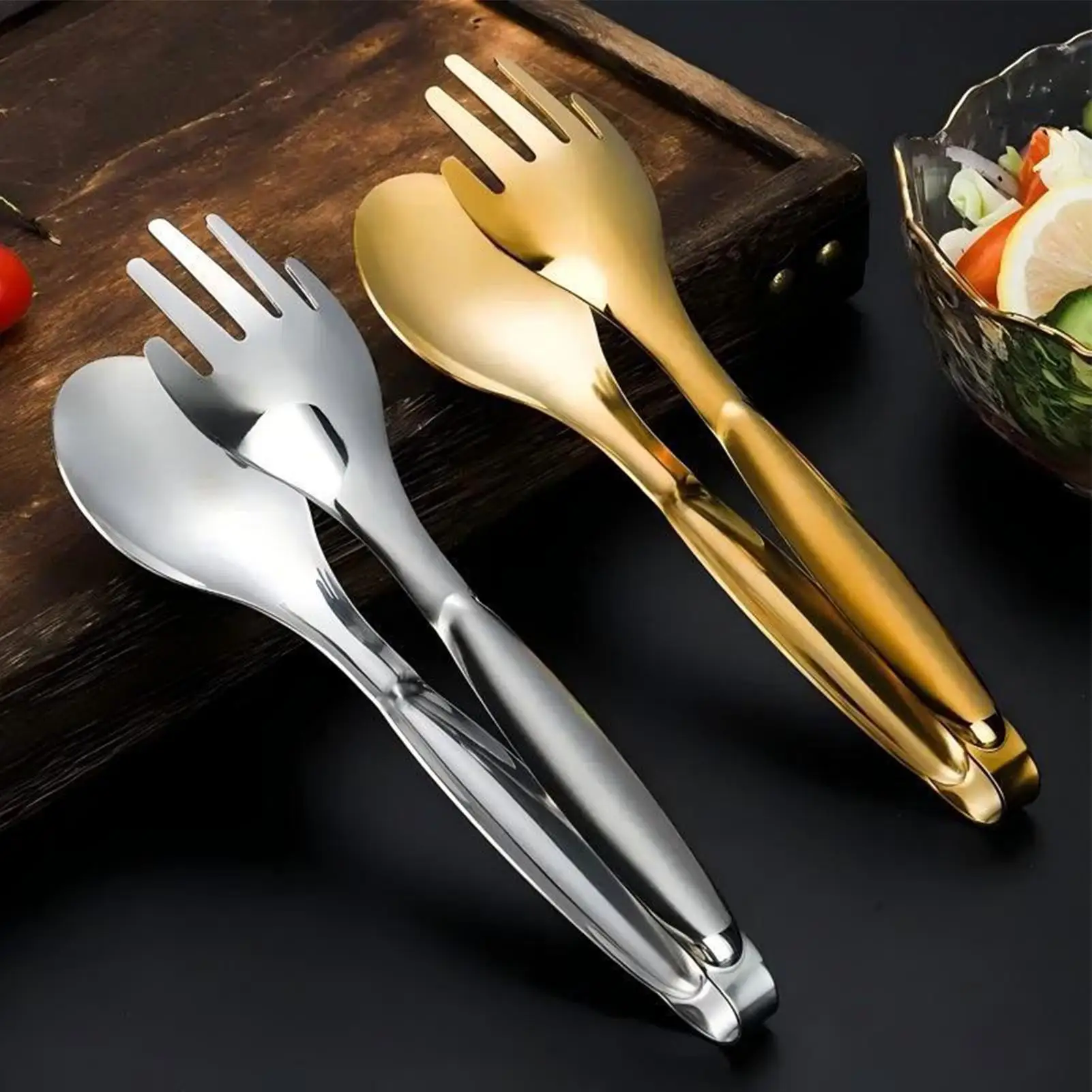 Tongs For Cooking Stainless Steel Serving Clamp Food Serving Tongs For Kitchen Camping Barbecue Restaurant Hotel Catering