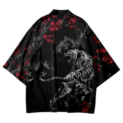 Traditional Haori Tiger Print Cosplay Kimono 2024 Women Men Harajuku Japanese Beach Yukata Streetwear Cardigan Asian Clothing