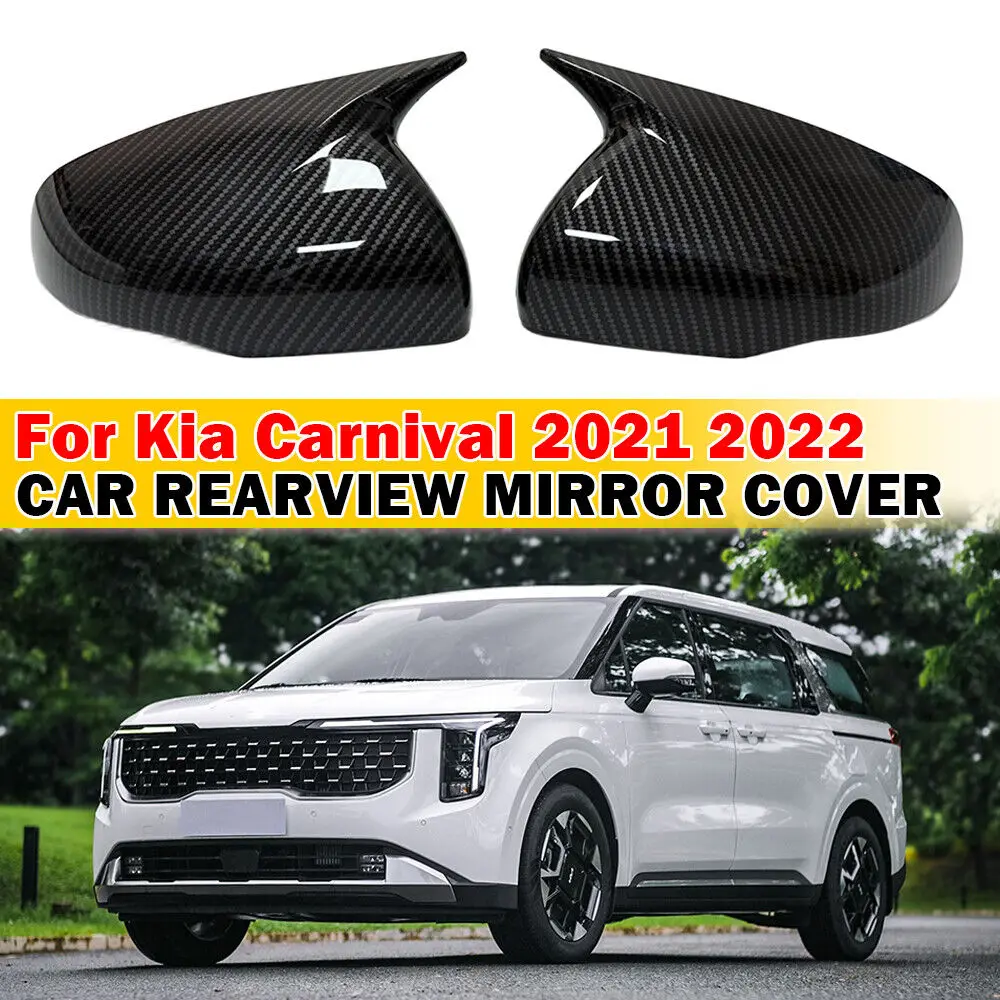 For Kia Carnival Sedona KA4 2020-2024 Car Sticker Rearview Side Mirror Cover Wing Cap Exterior Door Rear View Case Trim Carbon