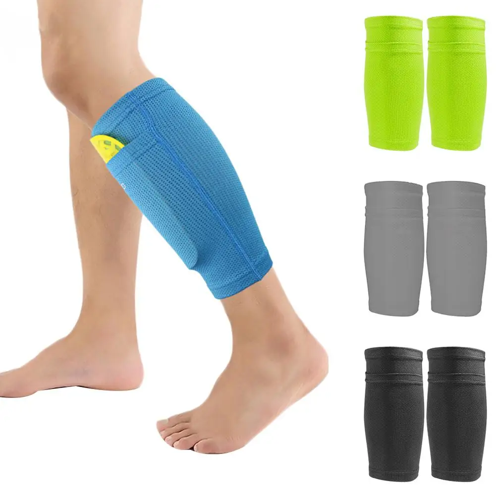 

1 Pair Football Shin Guard with Pocket Breathable Nylon MTB Kickboxing Calf Sleeve for Men