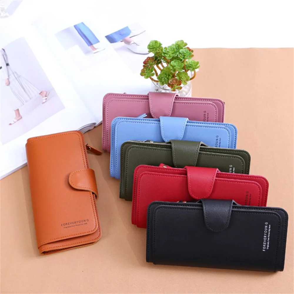 Fashion Women Leather Wallet Long Purse Phone Card Holder Case Clutch Large Capacity Ladies Girls Mobile Phone ID Card Holder