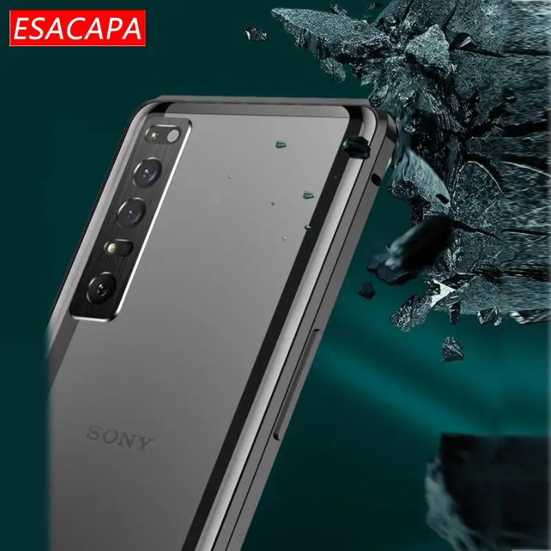 Magnetic Adsorption Case for Sony Xperia 1 IV 10 IV Aluminum Metal Bumper Double-Sided Glass Phone Cover for Xperia Pro I 5 III