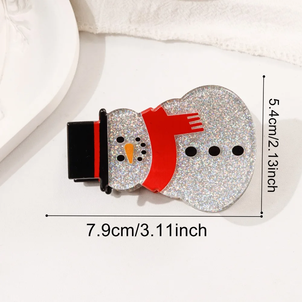Sweet Acrylic Christmas Hair Claw Merry Christmas PVC Xmas Cartoon Hair Clip Durable Multicolor Christmas Hat Hairpin Teenagers