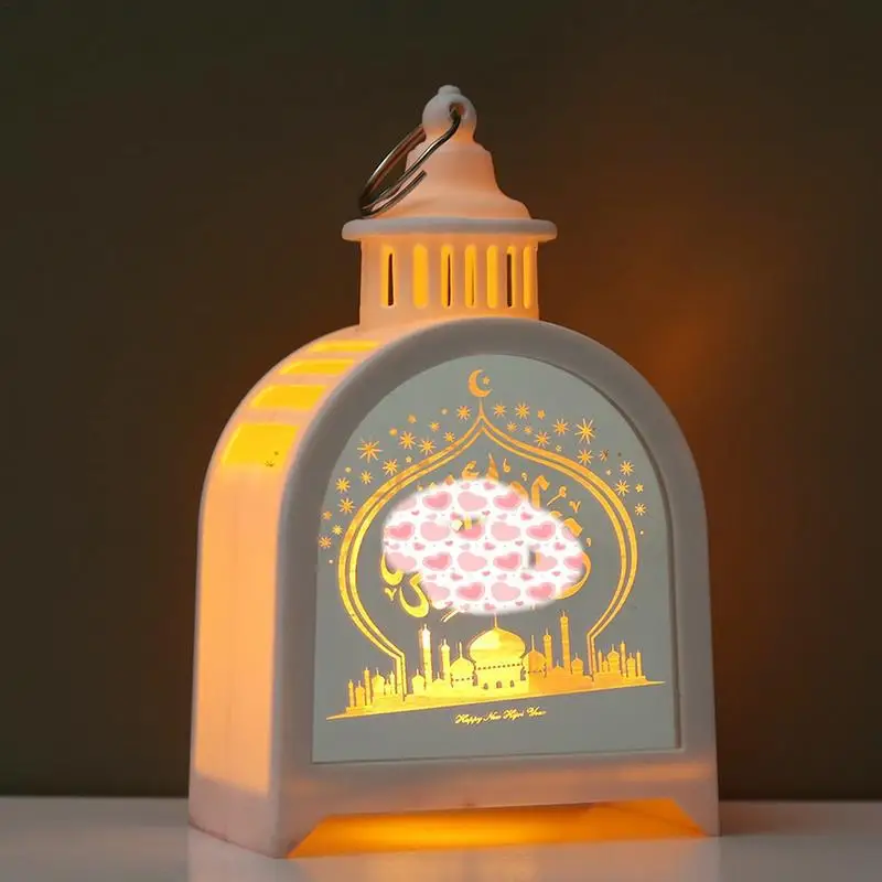 Lámpara de farol Eid Mubarak, luz LED, adornos de candelabro, estrella, Luna, suministros de decoración de fiesta, linterna de viento, lámparas de decoración de Ramadán