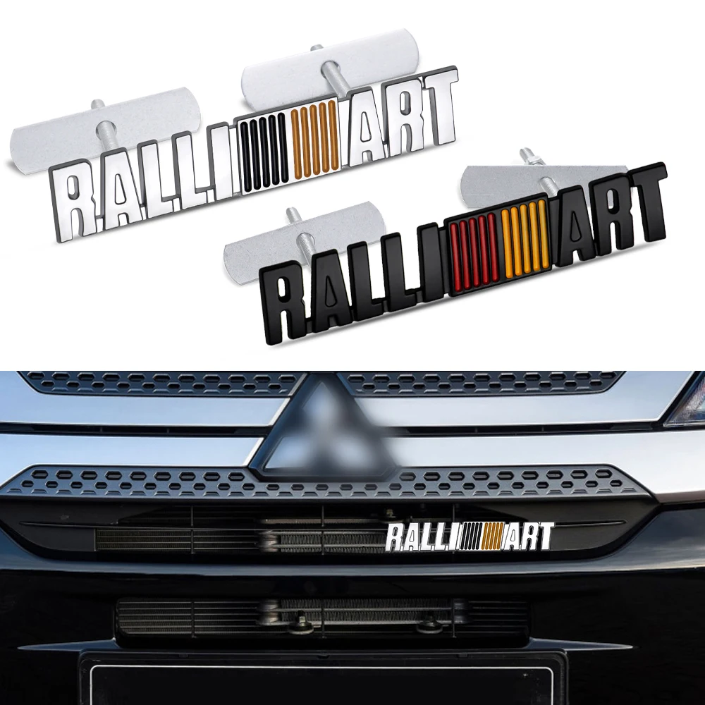 3D Metal RALLIART Front Grille Badge Emblem Car Body Trunk Decoration Sticker for MITSUBISHI Lancer EX Competition Outlander ASX