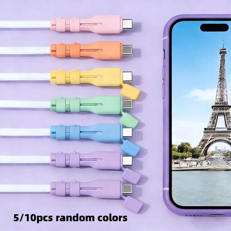 5/10pcs USB-C Cable Protectors, Anti-Break Sheaths Suitable for Smartphones, Tablets, Compatible with USB-C Data Cables.