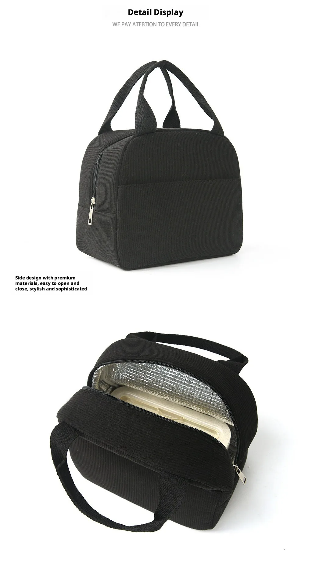 Tragbare Lunchtasche, isolierte Tasche, Lunchbox-Tasche, Lunchtasche mit Tragegurt, Lunchbox-Aufbewahrungstasche für Arbeit und Schule – Detail 3