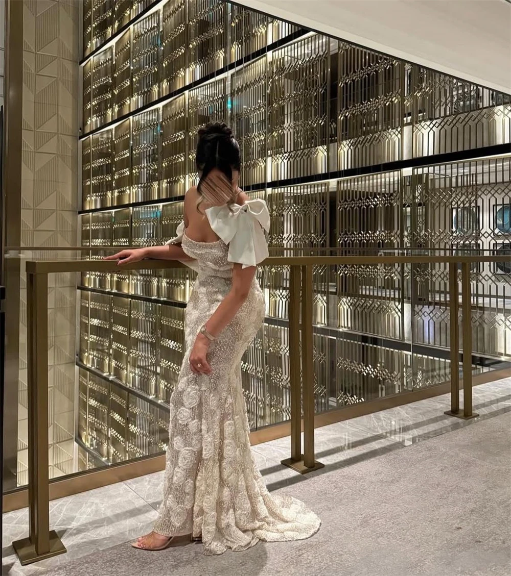 

Простое бежевое вечернее платье из органзы по индивидуальному заказу, вечернее платье без рукавов на одно плечо, платья для выпускного вечера, мягкие платья знаменитостей с бантом русалки