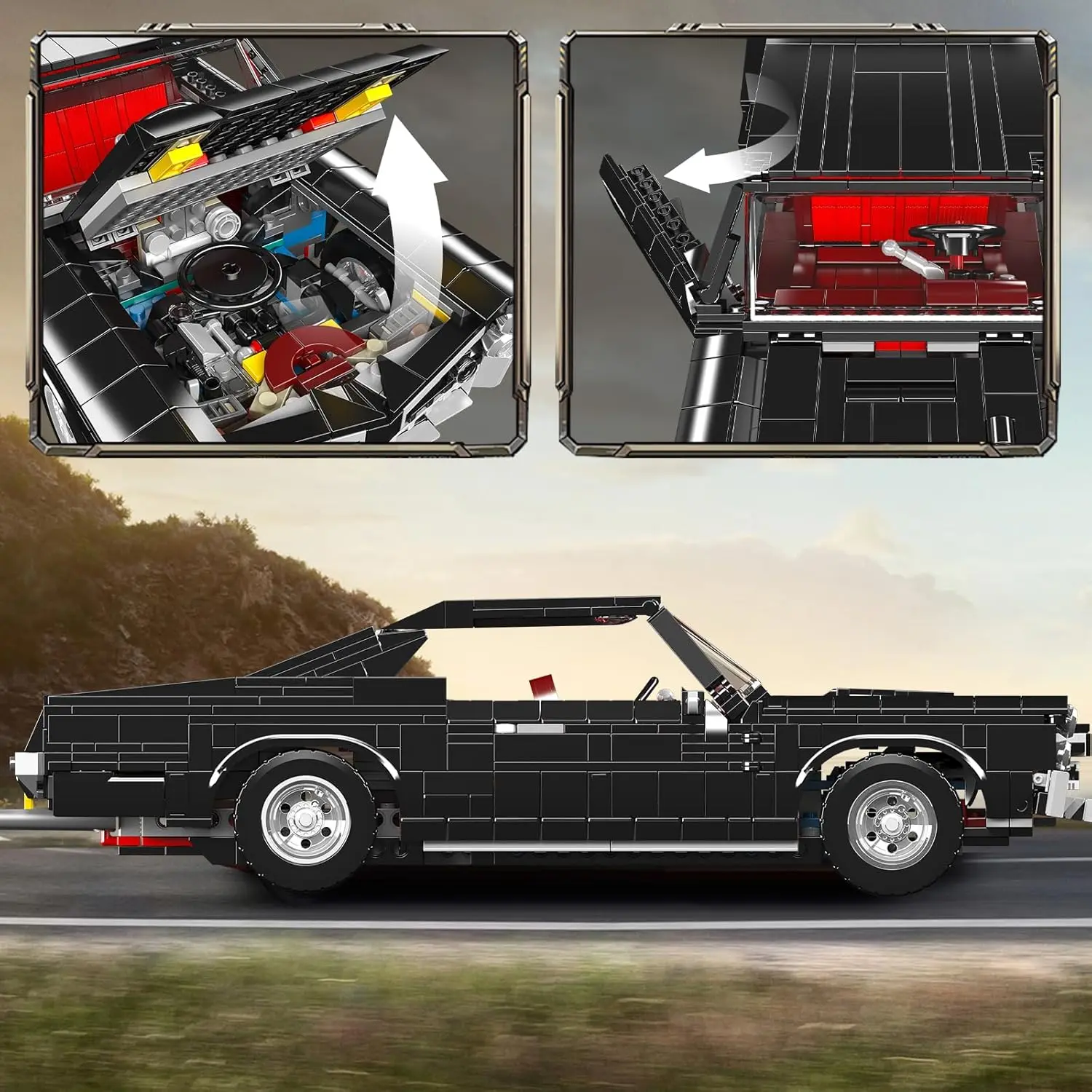 MOULD KING 10199 MOC Techniczny Amerykański Samochód Sportowy GTO Klocki Konstrukcyjne Vintage Zestaw Wyścigowy dla Chłopców i Dorosłych