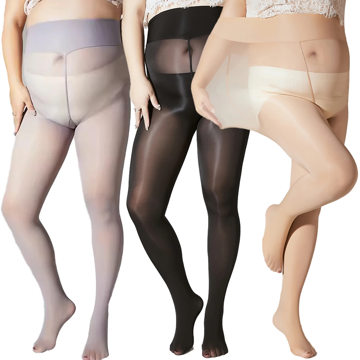 

3/6 Pairs Set Big Size Shiny Vintage Retro Female Tights JK Thin Pantyhose See Through Party Pantihose Cosplay Special Edition