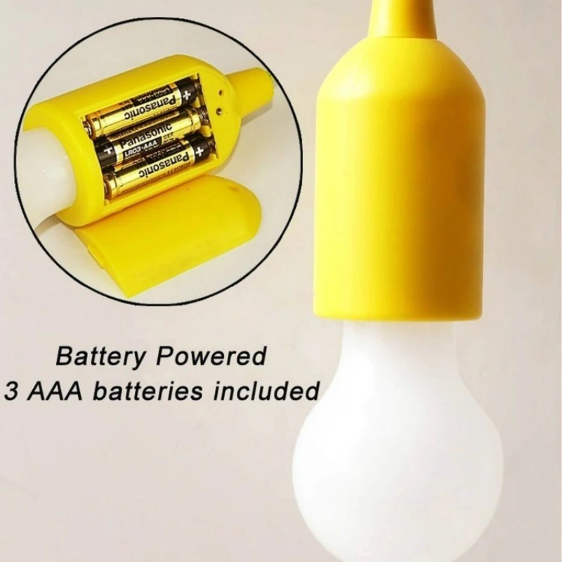 1 قطعة ديكور حديقة المنزل المحمولة LED سحب الحبل ضوء لمبة بطارية تعمل معلقة سحب الحبل ليلة مصباح التخييم في الهواء الطلق مصباح خيمة