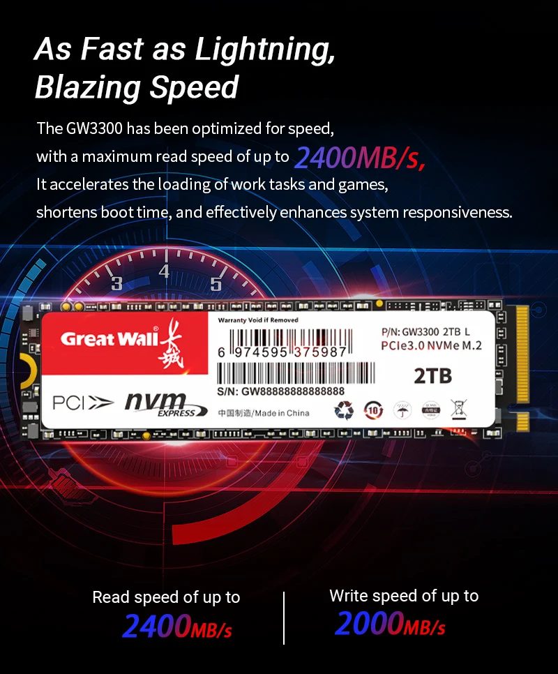 Great Wall SSD M2 NVME 128GB 256GB 512GB 1TB SSD M.2 2280 PCIe 3.0 Internal Solid State Drive For Laptop Desktop Game Console