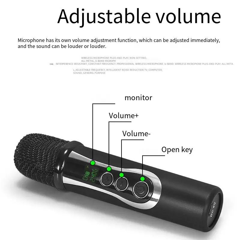 Children's wireless microphone, home singing universal audio power amplifier, KTV sound card, one-to-two mini wireless microphon