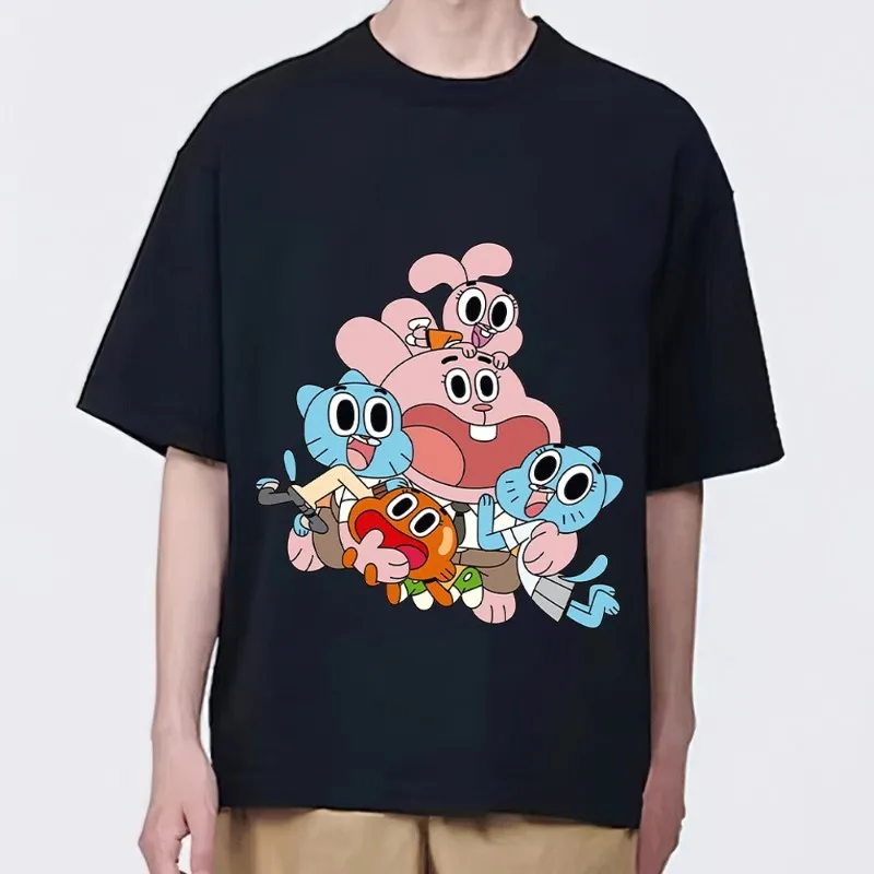 Cartoon The Amazing World of G-Gumballs T Shirt Men Couple Combination Clothes Short Sleeve Collar Fashion woman Cotton