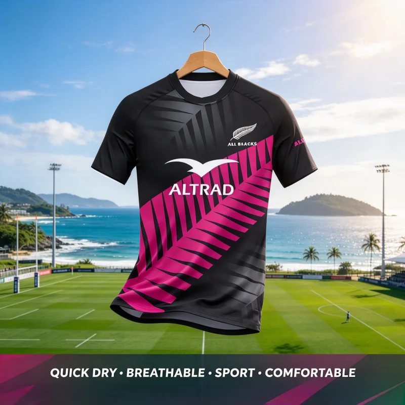 2027 Men's Camiseta De Rugby Picton All Blacks Pluma Match T-Shirt Raglan Quick Drying Sports Top Outdoor Fitness Parent-child