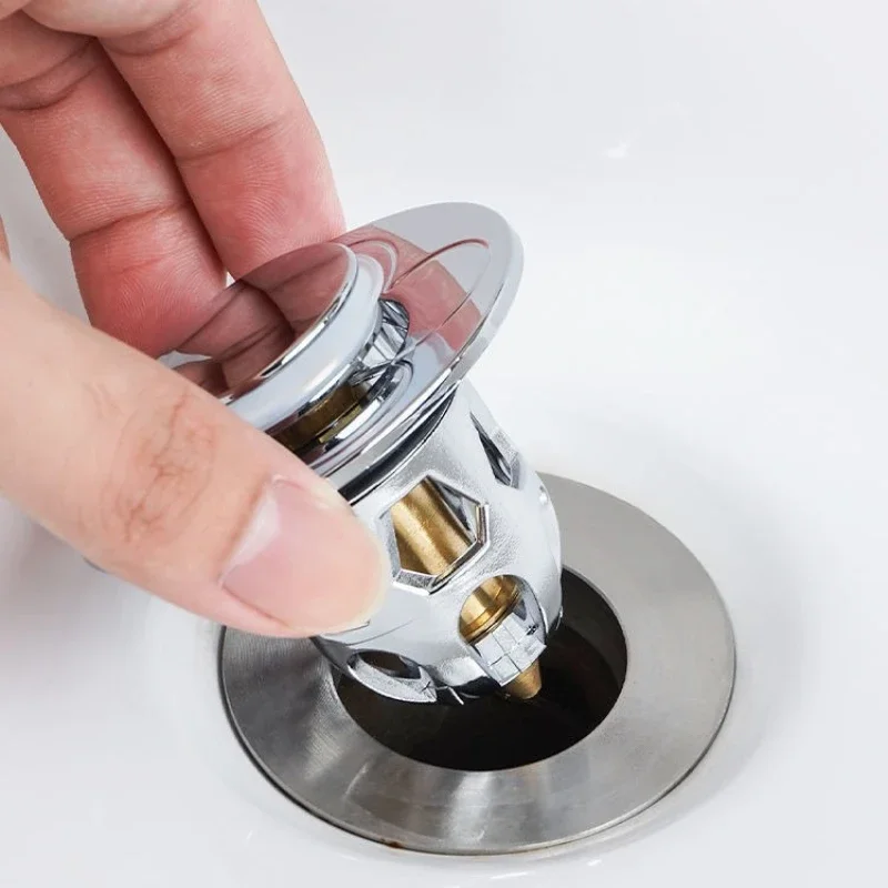 Universal Pop Up Sink Drain Plug, Drain Filter with Spring Core, Anti Burst Sink Stopper