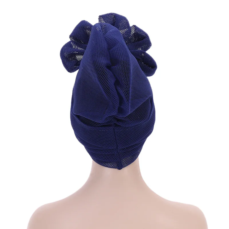 나이지리아 자동 Geles 2022 새로운 디자이너 메쉬 Turban 모자 이미 만든 아프리카 Headtie 이슬람 모자 머리 랩 숙녀 파티 헤드 피스