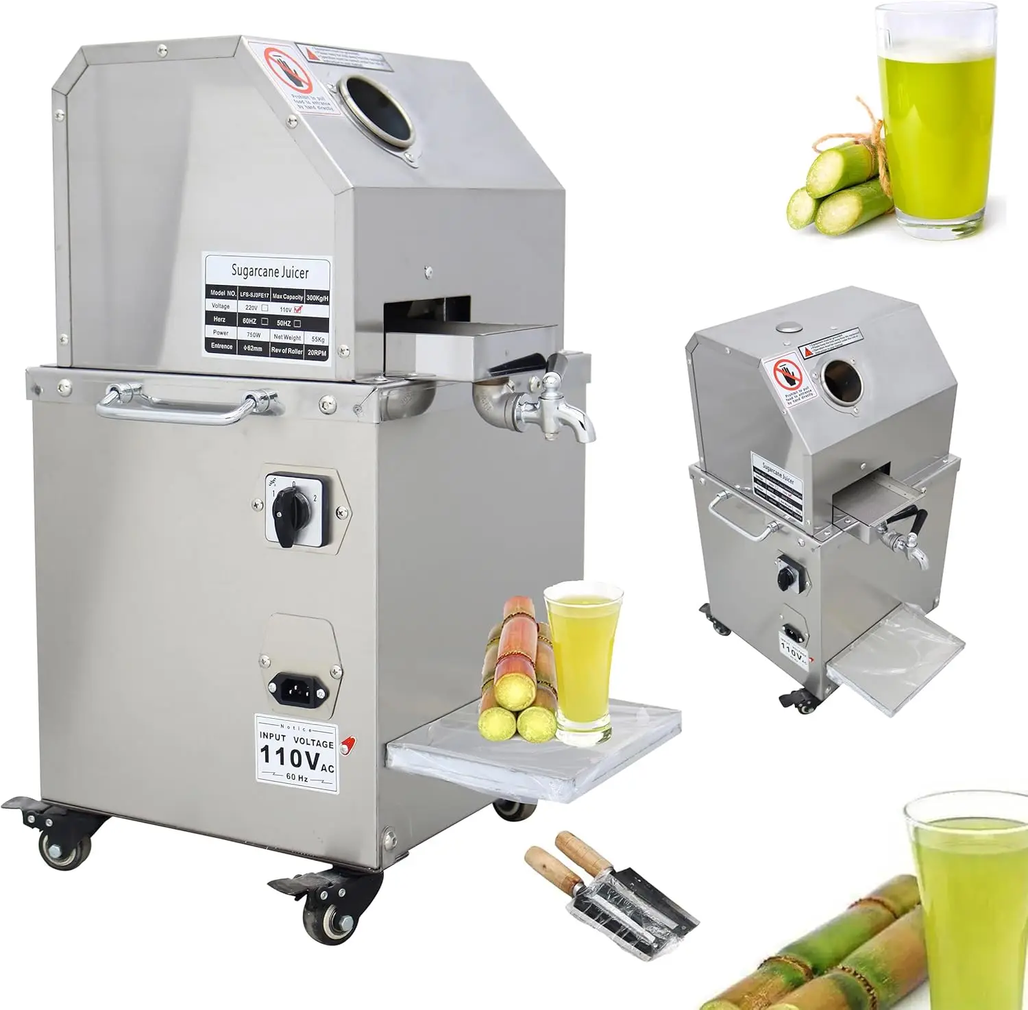 電気サトウキビプレスジューサーマシン、750Wステンレス鋼サトウキビジューシングクラッシャー抽出器