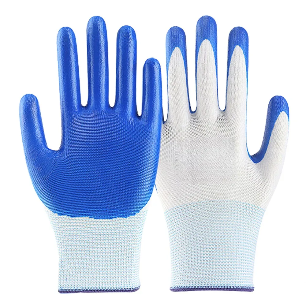 

12pairs Nylon Safety Working Gloves Excellent Grip Anti-puncture Nitrile Coated Gloves Flexible Non-Slip Protective Work Glove