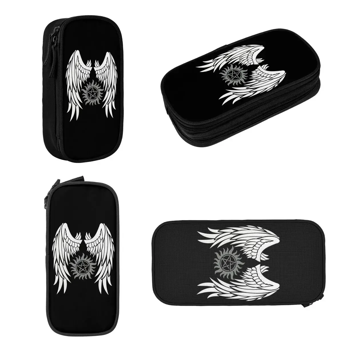 Supernatural Wings And Logo Pencil Cases Large Capacity Pen Bags Pen Box Pencil Pouch For Boys Girls Students Stationery School