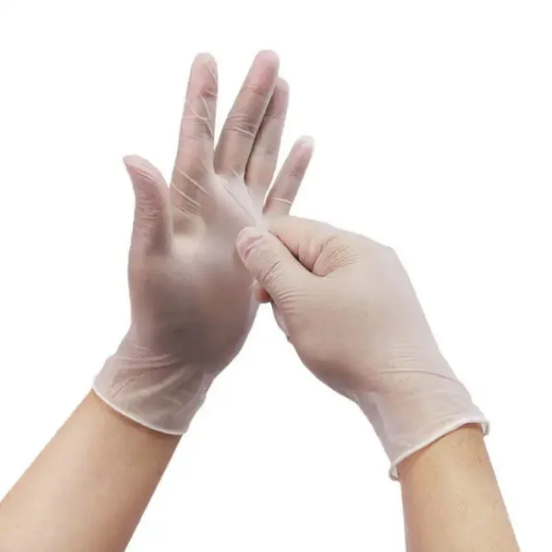 قفازات اللاتكس الخالية من المسحوق للاستعمال مرة واحدة ، قفازات بلاستيكية شفافة لتنظيف المطبخ ، والطبخ ، ومناولة الطعام ، والسلامة ، وعدم الانزلاق ، ومقاومة للماء