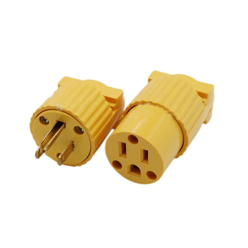 1 Stück Gelb-Schwarzer Amerikanischer 15A NEMA 5-15P 6-15P US Industrie-Verdrahtungsstecker, Abnehmbarer Steckverbinder mit Verriegelung, Netzkabelstecker 125V – Detail 2