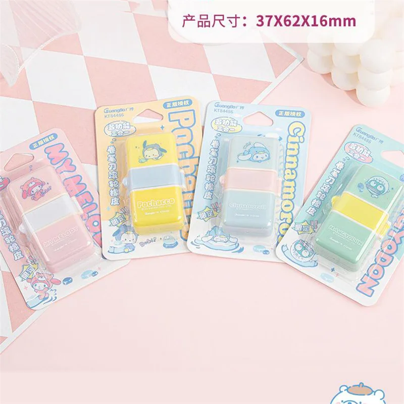 

12pcs/lot Sanrio Melody Cinnamoroll Roller Eraser Cute Writing Drawing Pencil Sharpener Stationery For Kids Gifts School Supply