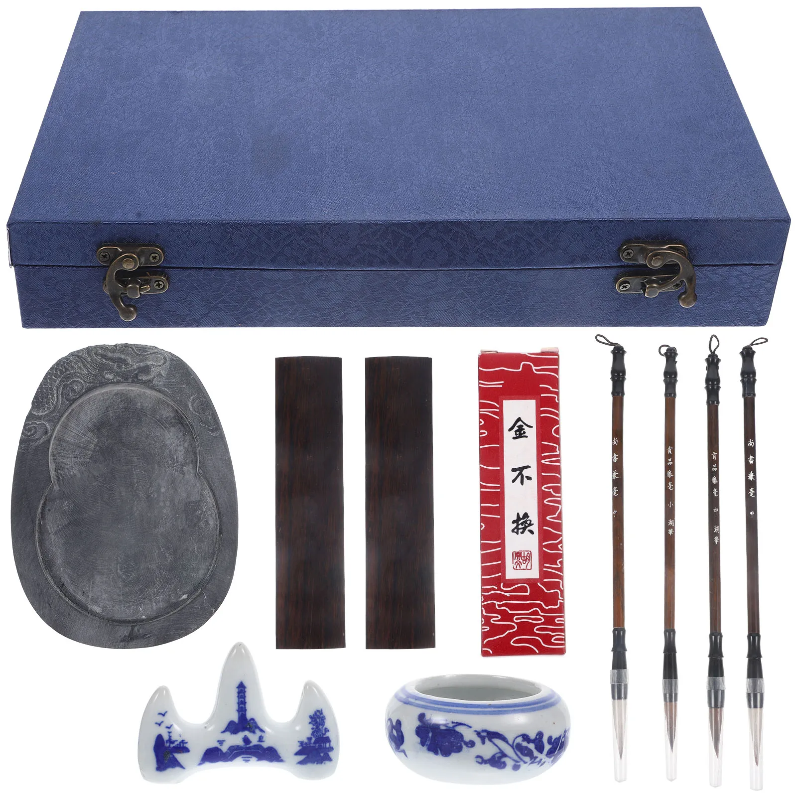 

Practicing Writing Brush Set Portable Ink Stone Durable High-class Material Lightweight Study Calligraphy Supplies for Students