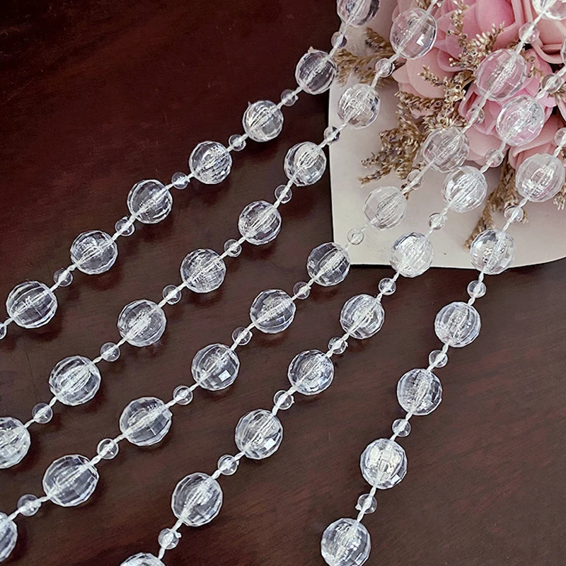 Acrylic Crystal Garland Strands Hanging Chandelier Gem Bead Chain 10-16mm Octagon Prism Diamond String Decors for Wedding Party