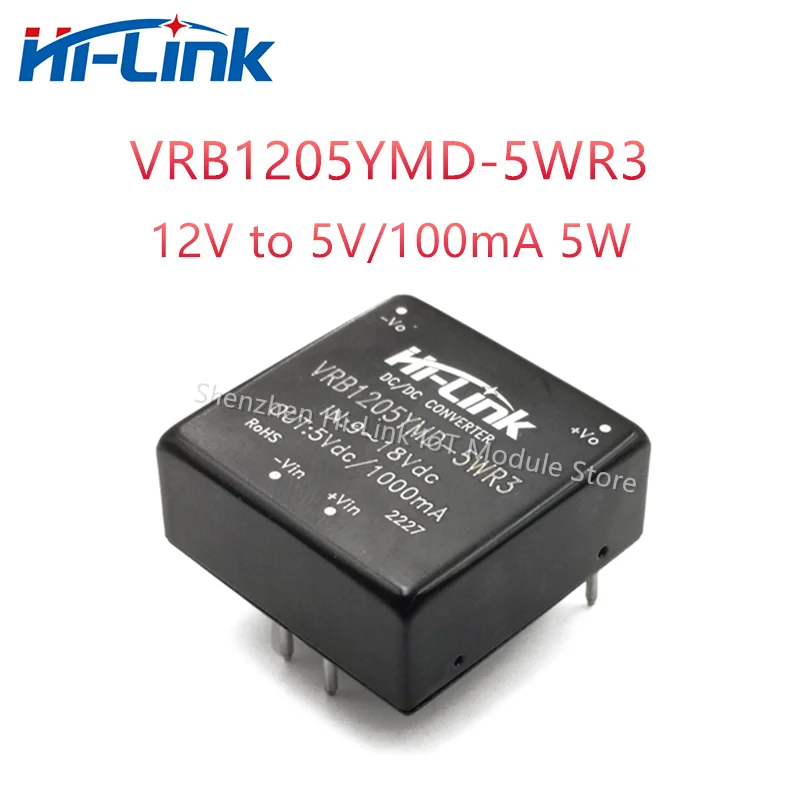 Hilink DC/DC 5W 12V to 5V (9-18V Input) VRB1205YMD-5WR3 Mini Size Isolated Power Supply Converter Intelligent Household