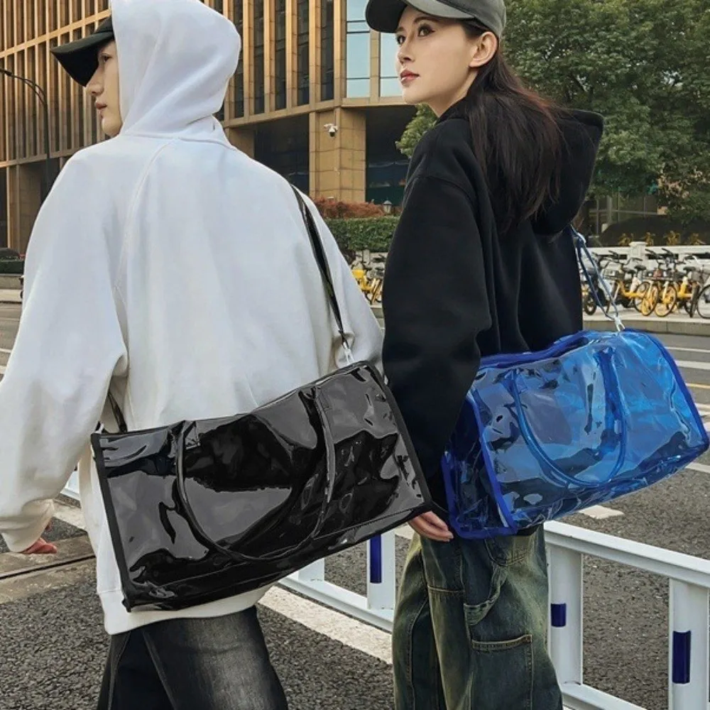 Large Capacity Transparent Crossbody Bag PVC Waterproof Toiletries Handbag Oversized Single Shoulder Washing Storage Bag