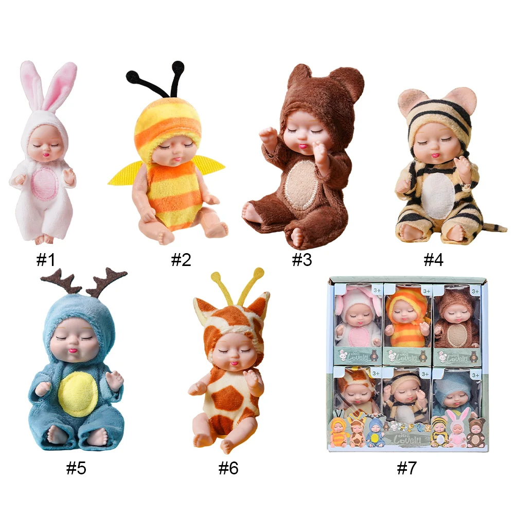 1/6 Pcs 11cm Mini Reborn Baby Doll Simulation Rebirth Dolls Toy Movable Joints Miniature Reborn Doll for Girls Toddlers and Kids