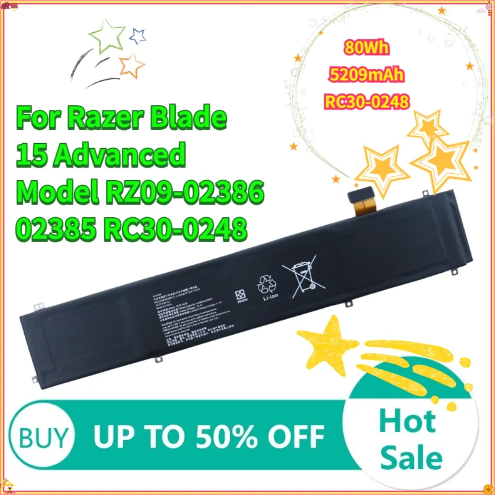 15.4V 5209mAh 80Wh RC30-0248 Battery For Razer Blade 15 Advanced Model RZ09-02386 02385 RC30-0248 Laptop battery