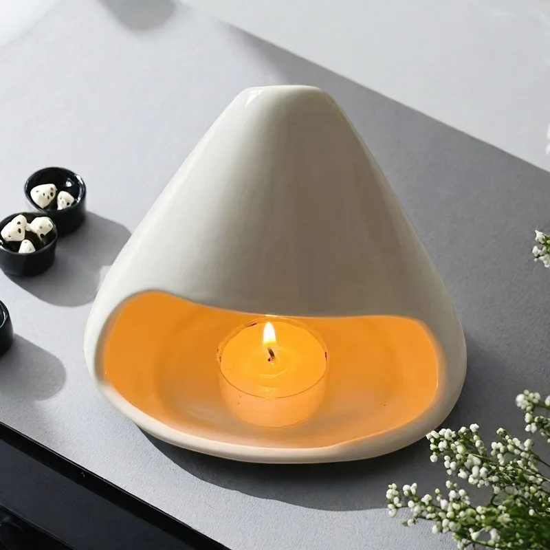Chimenea pequeña de cerámica, difusor de Aroma de llama abierta, atmósfera, chimenea pequeña, Mini chimenea de escritorio, quemador de Aroma, portavelas O