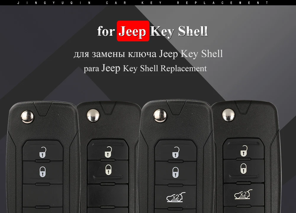 Jingyuqin 2/2015 Tasten für Jeep Wrangler Renegade 2015-2018 Flip Remote Autos chl üssel Shell Case Sip22 Blade Ersatz gehäuse – Detail 3