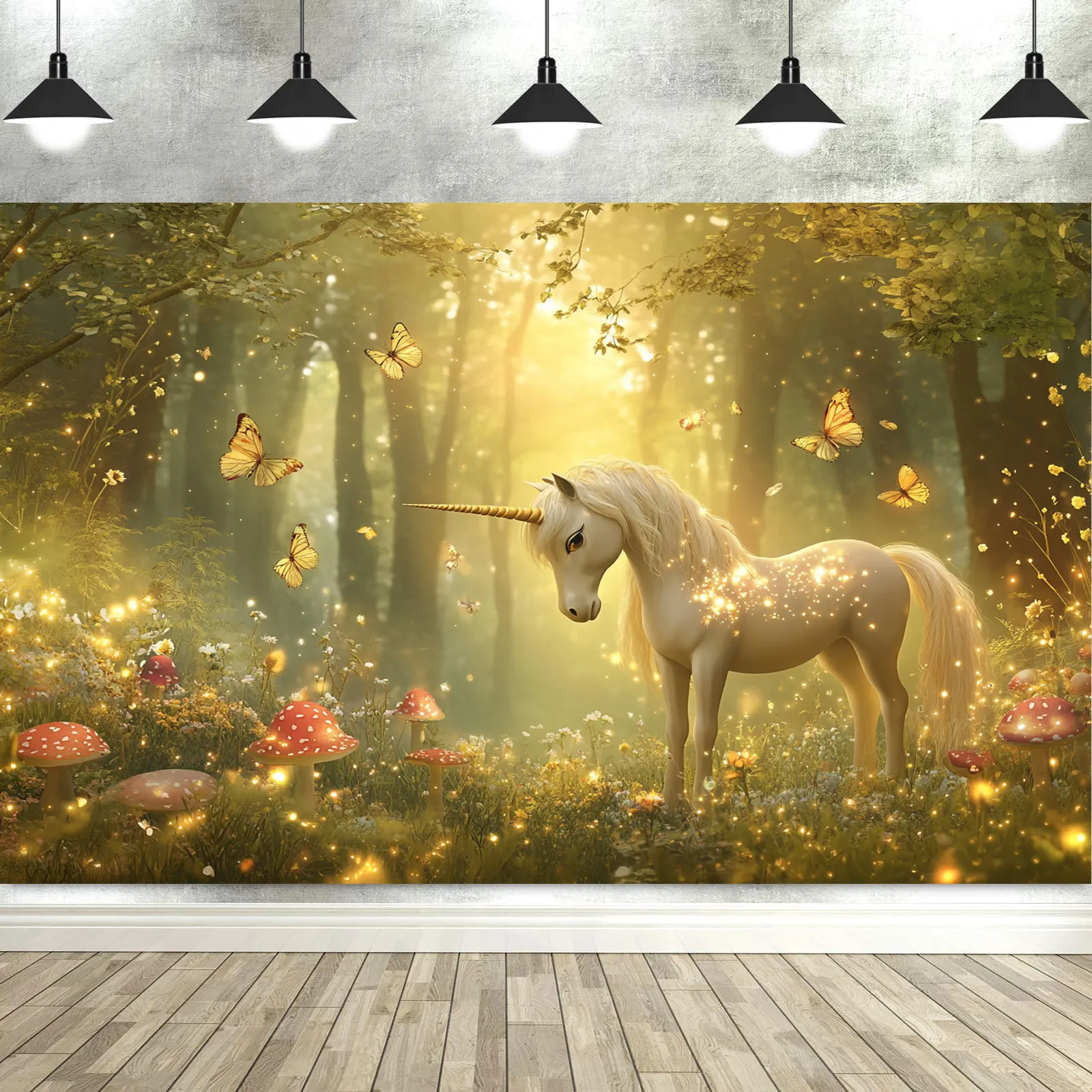 Unicorn Decoration Backdrop Baby Shower Photography Background Magic Forest Cartoon Birthday Party Banner Photo Booth Props
