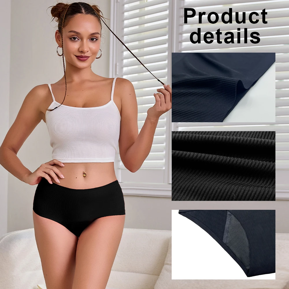 Hot Sale Mid-Rise Seamless Menstrual Period Panties 4 Layers Absorbent Leak Proof Culotte Lengthened Menstrual Panties