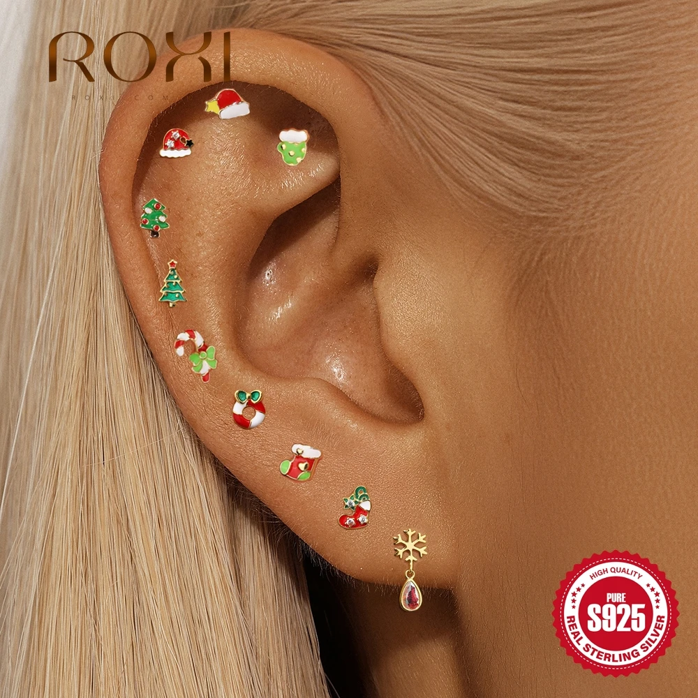 

ROXI Original Sterling Silver 925 Christmas Series Garland Sparkling Bell Bow Earrings Women High-end Boutique Fine Jewelry Gift