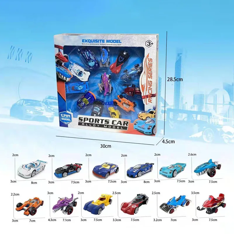 Juego de coches de juguete de aleación de alta simulación, 12 Uds., nuevo modelo de carreras de coches deportivos de aleación, colección de regalos de modelo de coche para niños