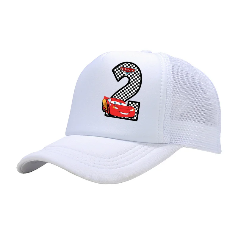 Gorra de béisbol con estampado de Cars Pixar Lightning McQueen para niños y niñas, sombrero de la suerte con números del 0 al 9, ajustable