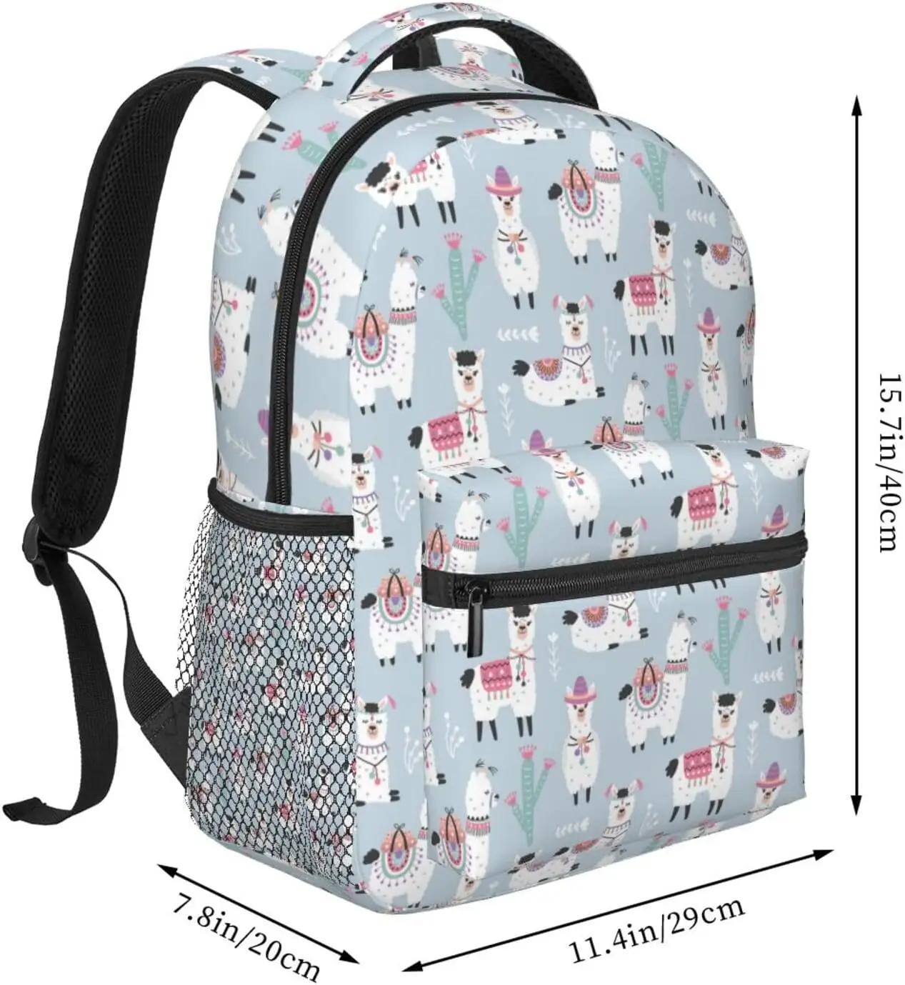 Alpaca Llama Cactus Print Backpack Large Capacity Laptop Bags Waterproof Lightweight Accessories for Work Travel Bag Stuff Gifts