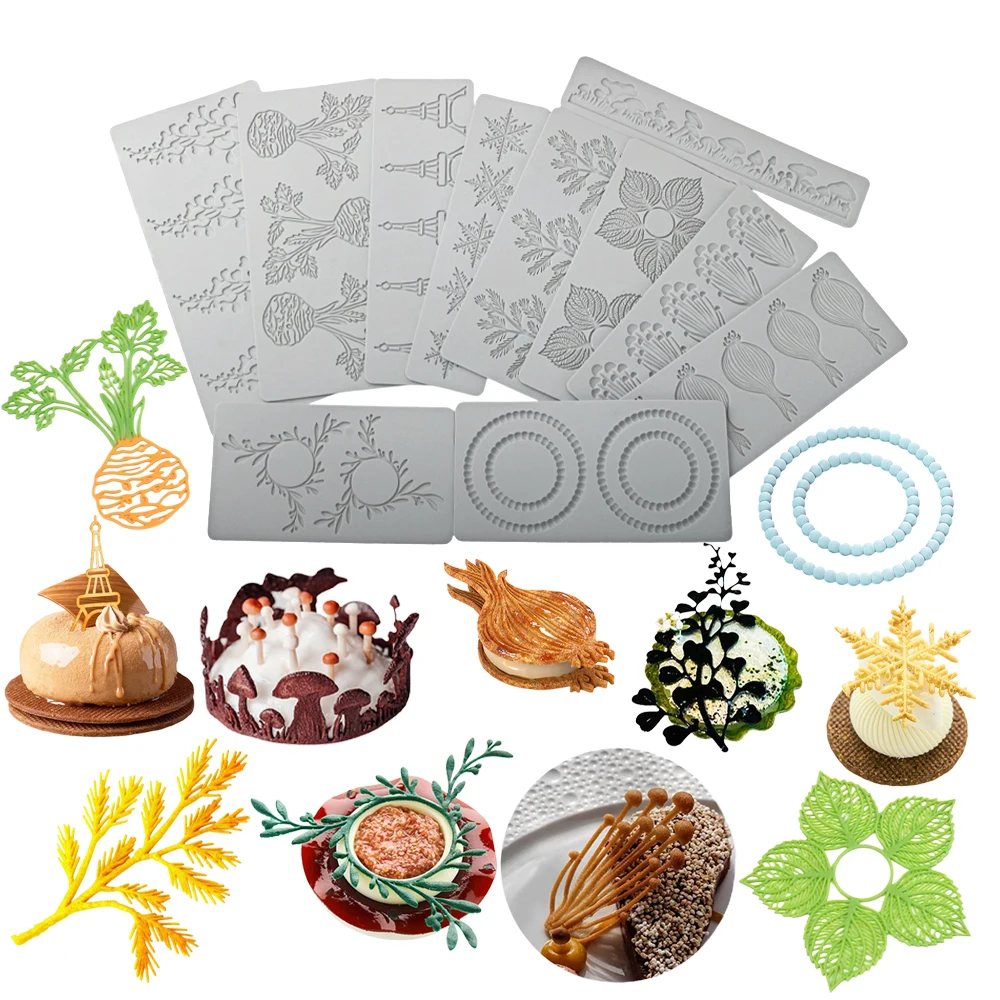 Multi Style Lace Mat Silikonformen Schokolade Knackige Beschichtung Molekulare Gastronomie DIY Backformen