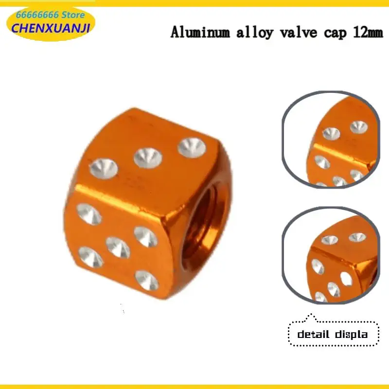 Universal 12mm Dice-Shaped Aluminum Valve Caps - Fit Motorcycle Go-Kart Tiress | Cool Accessory Scooter ATV rubber tire tyres