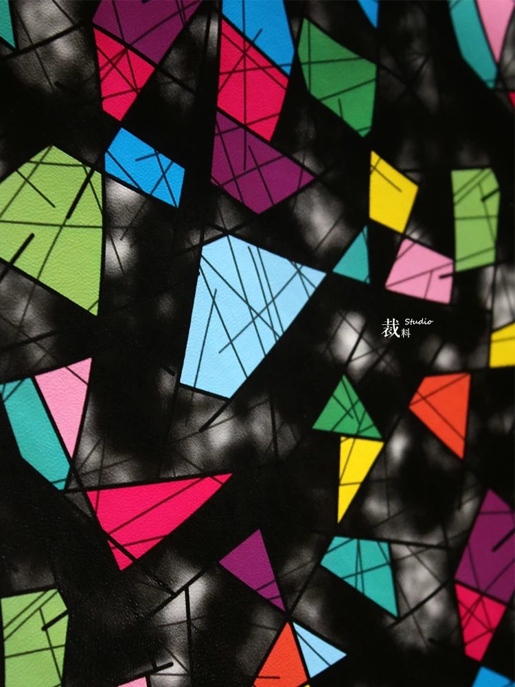 

Tpu Geometric Waterproof Leather Fabric,perspective designer cloth fabric Wedding Dress Tulle Material fabrics for patchwork