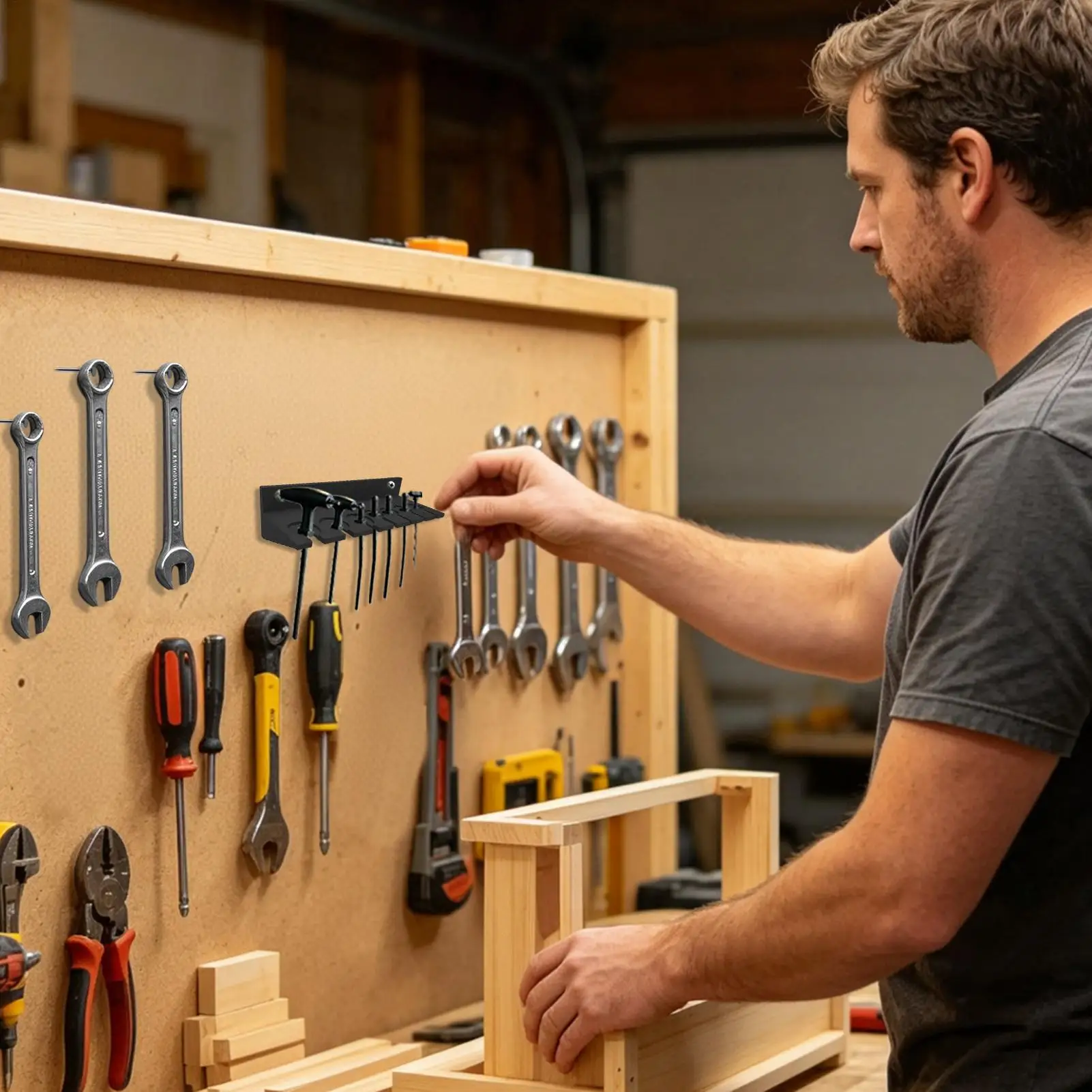 Pegboard Hex Key Holder Small Parts And Spanner Display Hooks Screwdriver Rack For Workbench Garage Studio Outdoor Indoor
