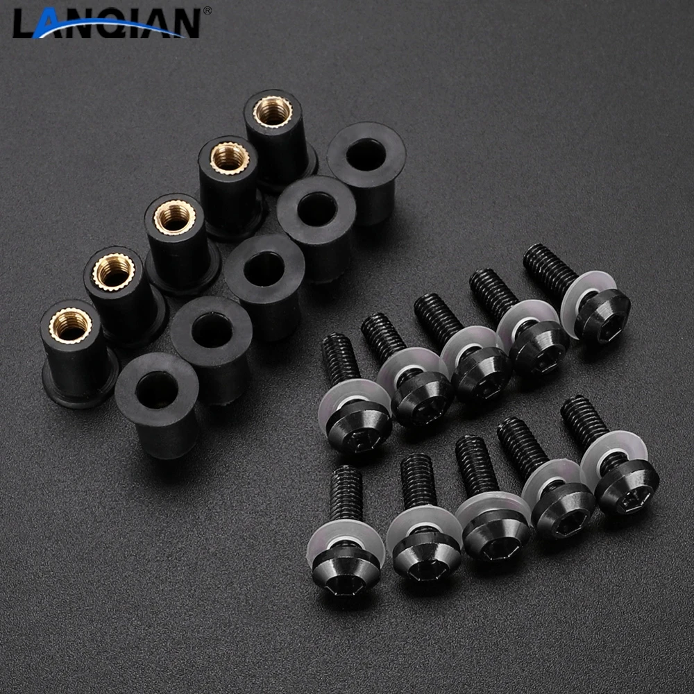 

For YAMAHA YBR 125 250 XZ550 YFZ 350 Banshee 750R YX600 YZFR125 5mm Motorcycle Windscreen Windshield Bolts Screws Nut Fastener